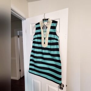 Sail to Sable Cabbage/Navy gold collar dress xl